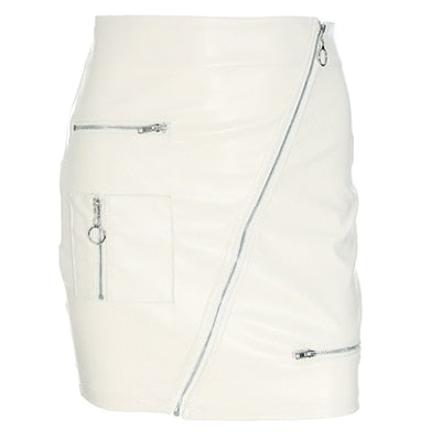 White Faux Leather Mini Skirt