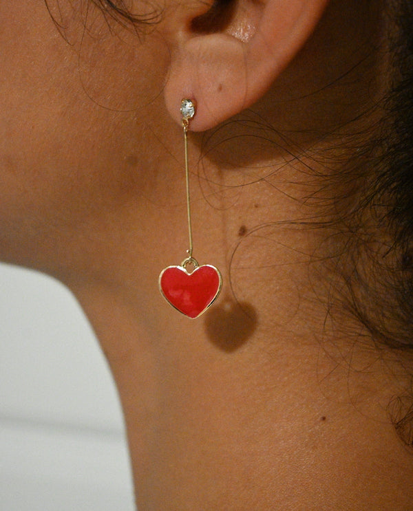 Gold Dangle Heart Earrings