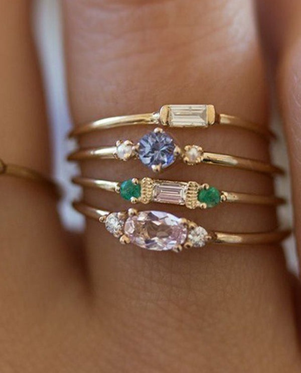 Dainty Gem Ring Set