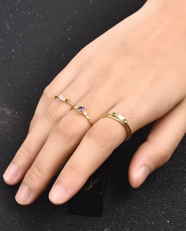 Dainty Gem Ring Set